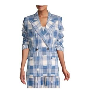 ROBERT RODRIGUEZ Hollie Plaid Cotton Jacket NWT SZ 10 Blazer Blue Career‎